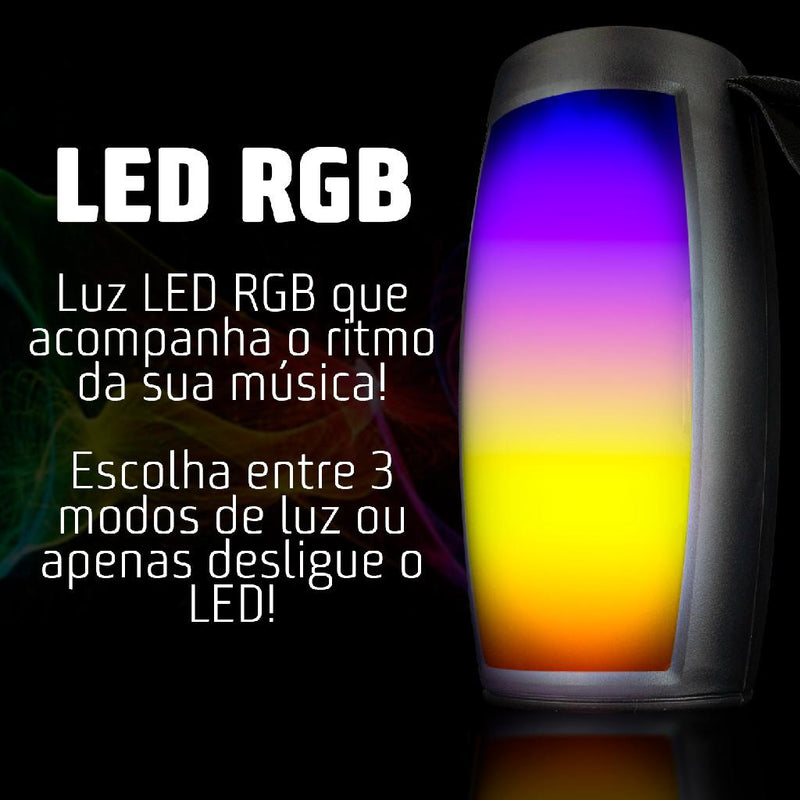 Caixinha De Som Portátil Bass Amplificado Bluetooth LED RGB Cartão SD Radio Fm USB Conexão TWS